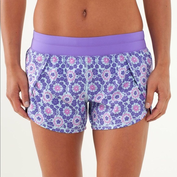 lululemon athletica Pants - Lululemon Purple Floral Twiggy Run Shorts US10